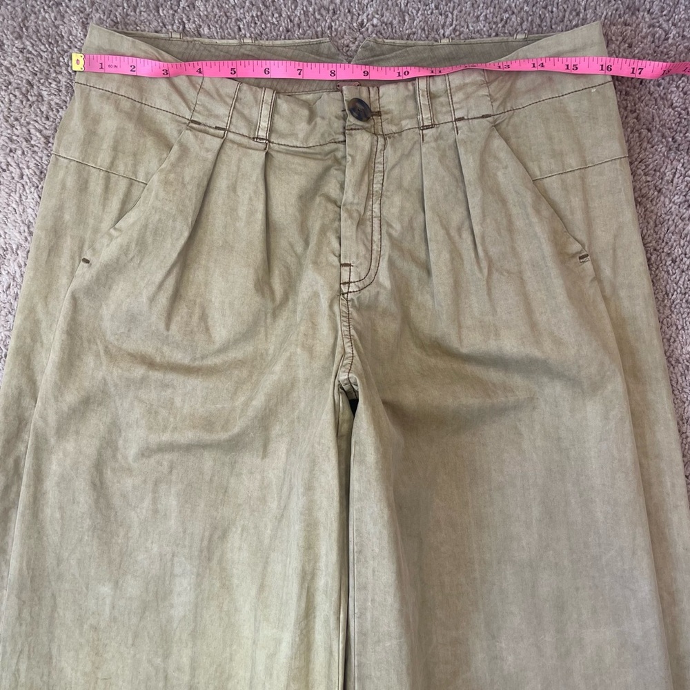 Free People Marina Low Rise Pleated Cuffed Hem Wide Leg Washed Trouser Pants - Picture 10 of 16